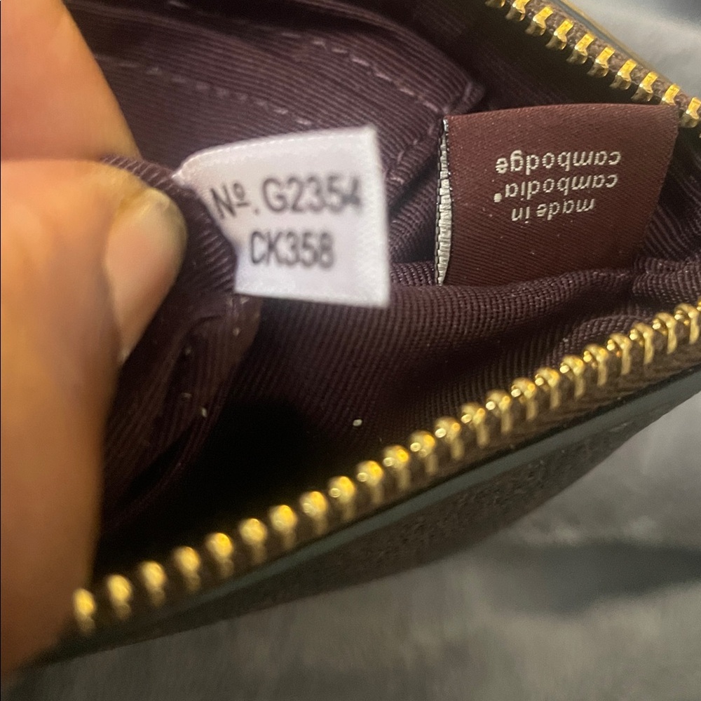 Coach Signature Brown Wristlet with Green Strap - Picture 8 of 8